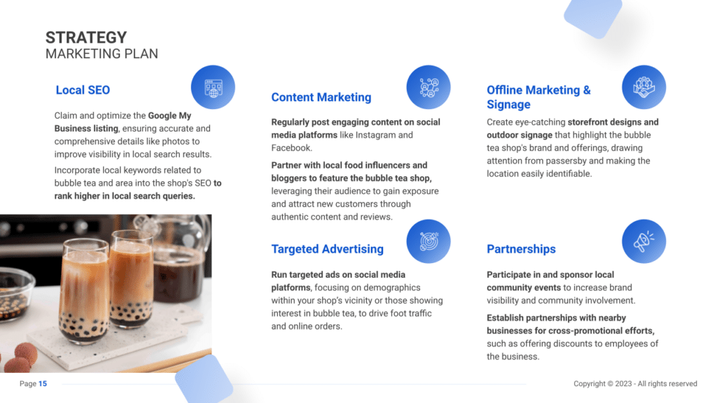 Bubble Tea Business Plan marketing plan