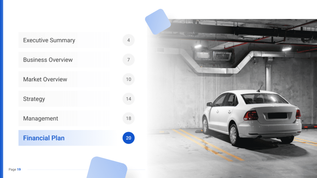 Car Parking Business Plan financial plan