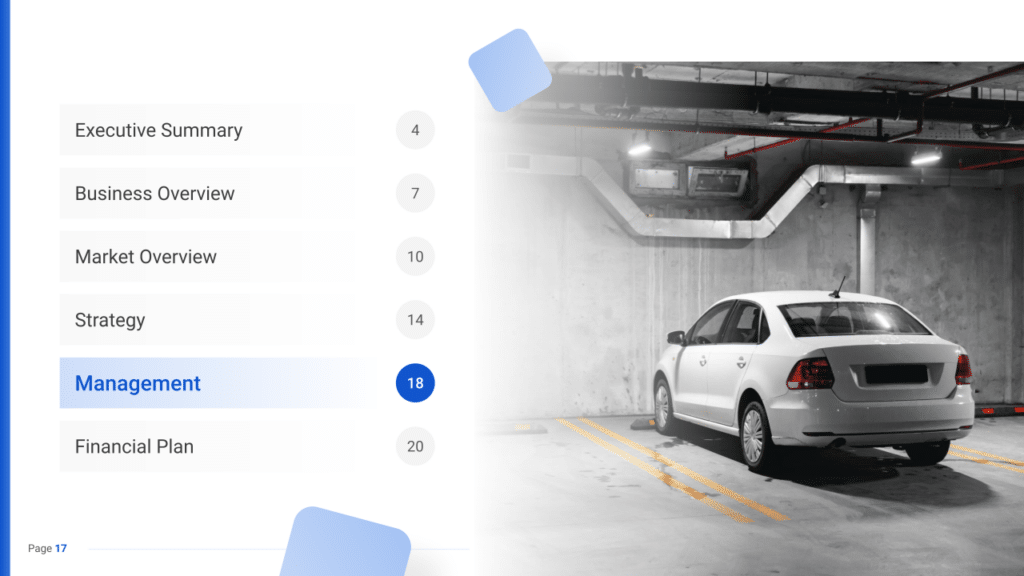 Car Parking Business Plan management