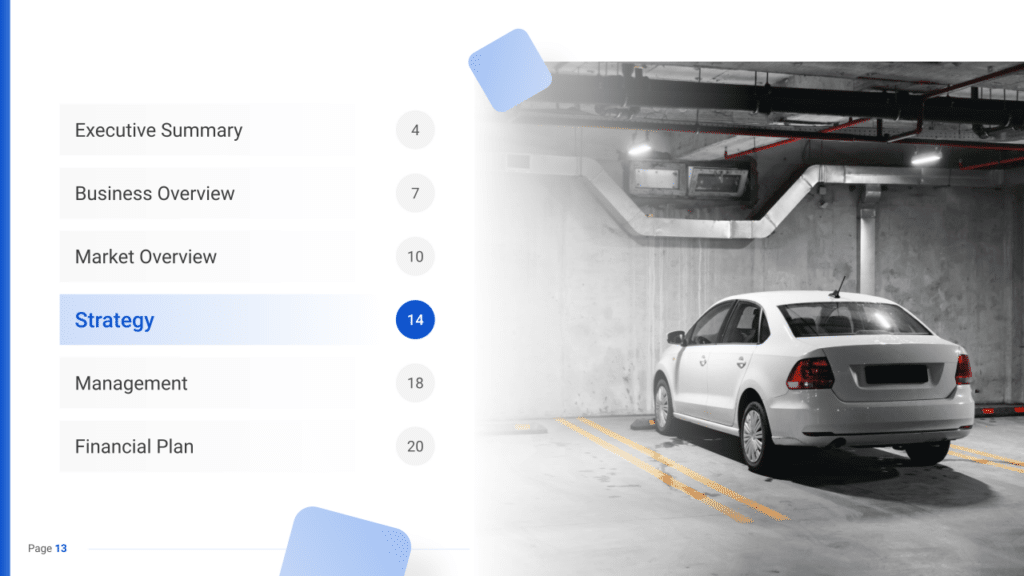 Car Parking Business Plan strategy