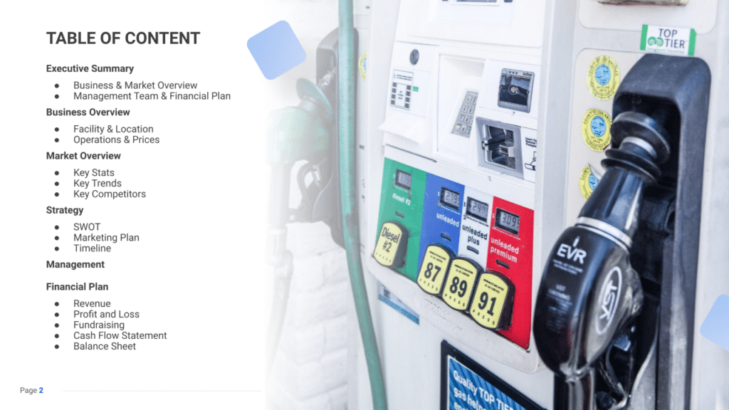 Gas station business plan