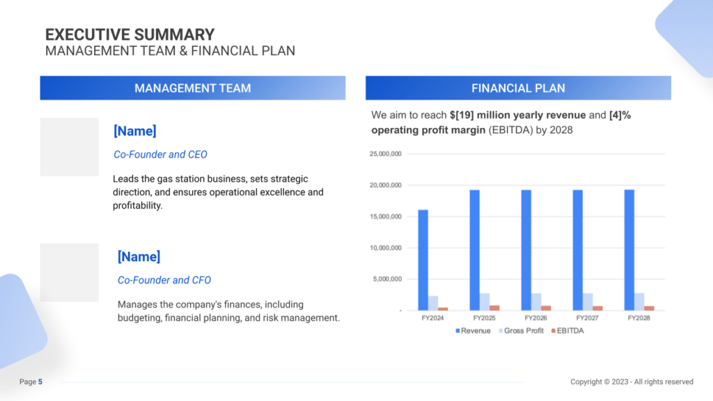 Gas Station Business Plan executive summary