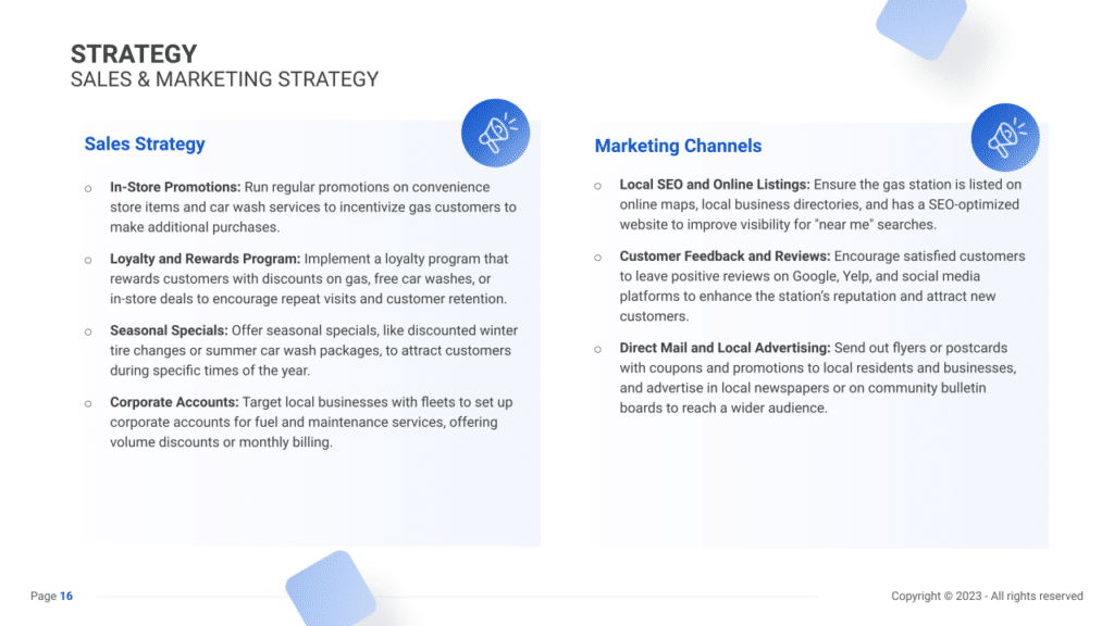 Gas Station Business Plan marketing plan