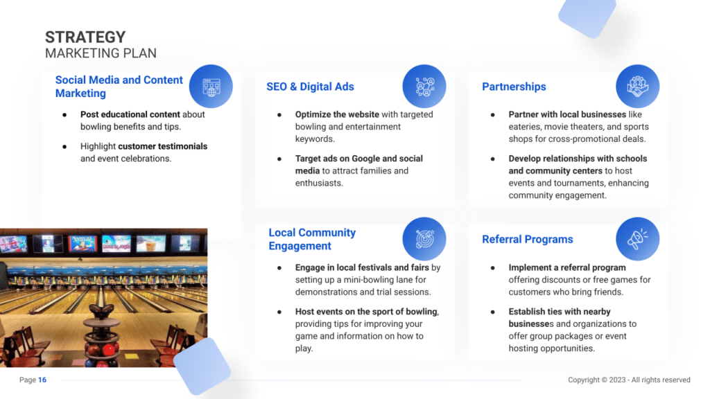 Bowling Center Business Plan marketing plan