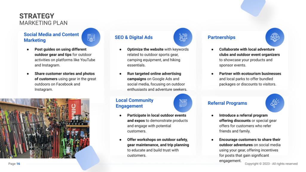 Outdoor Sports Gear Store Business Plan marketing plan