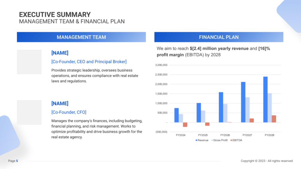 Real Estate Agency Business Plan exec summary2