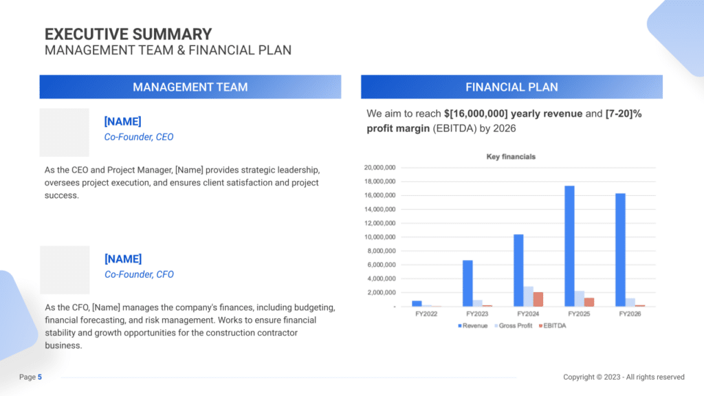 Construction Contractor Business Plan exec summary2