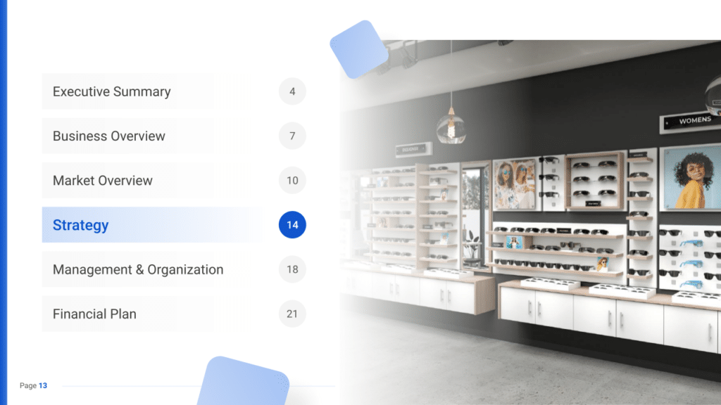 Optician Business Plan strategy