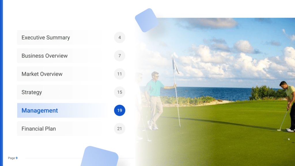 Golf Course Business Plan management