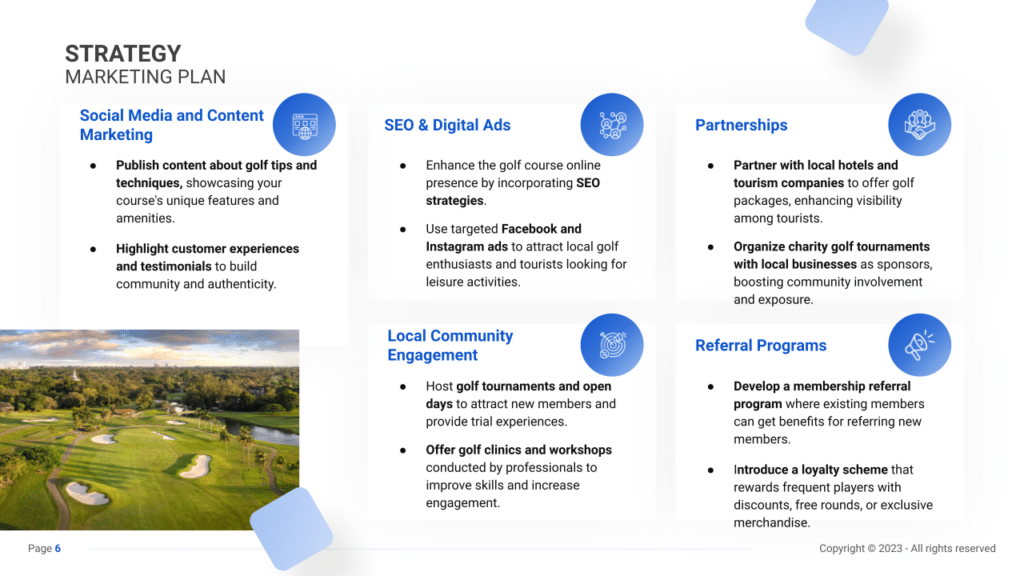 Golf Course Business Plan marketing plan