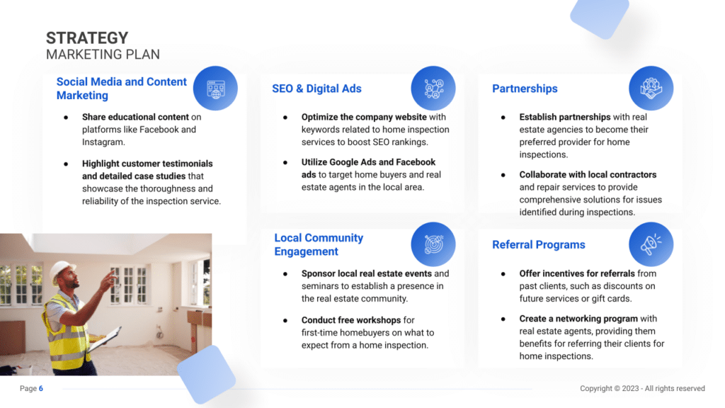 Home Inspection Business Plan marketing plan
