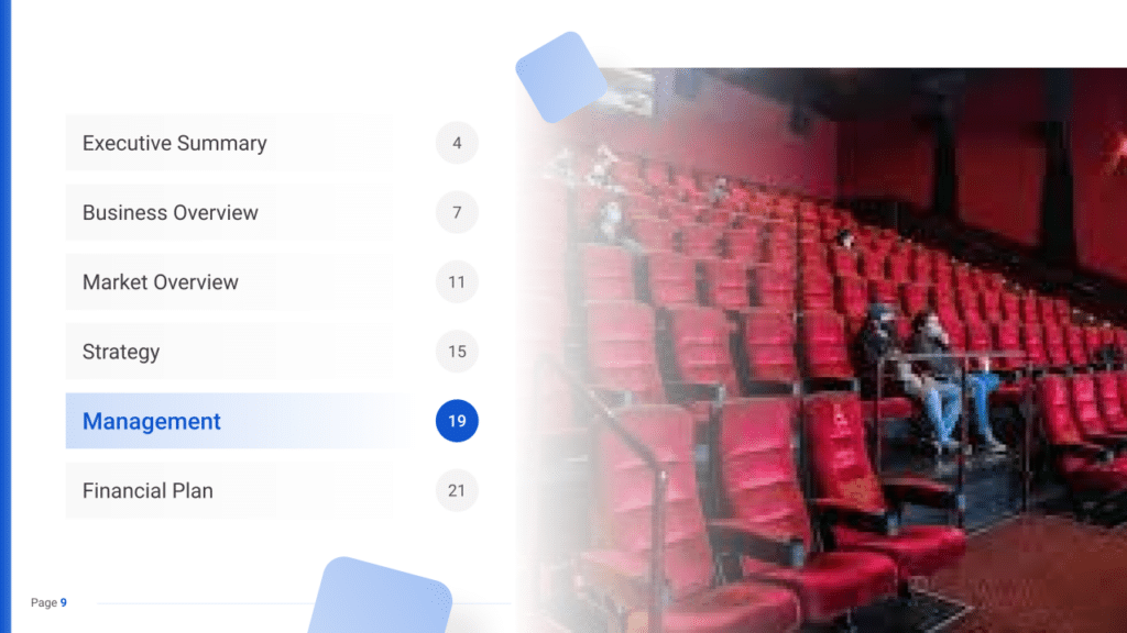 Movie Theater Business Plan management
