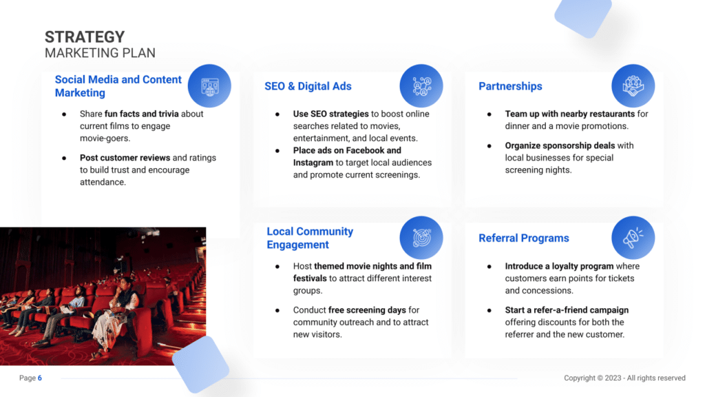 Movie Theater Business Plan marketing plan