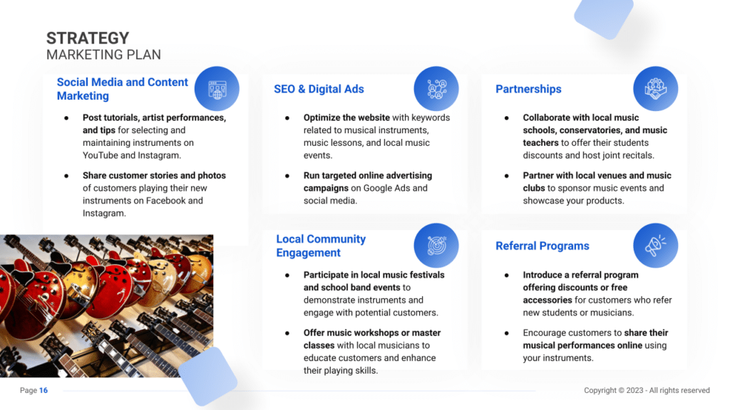 Musical Instrument Store Business Plan marketing plan