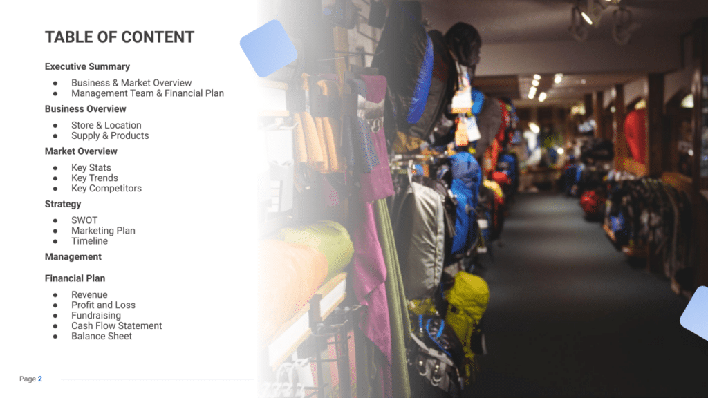 Sporting Goods Store business plan