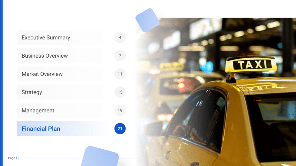 Taxi Business Plan financial plan