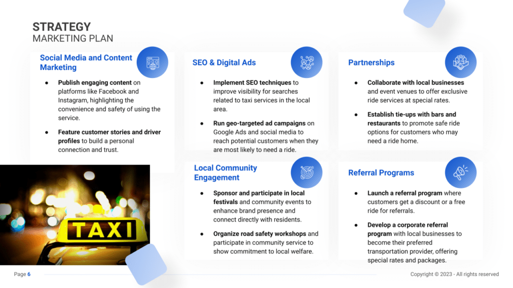 Taxi Business Plan marketing plan