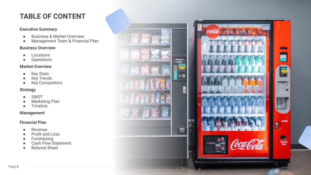 vending machine business plan